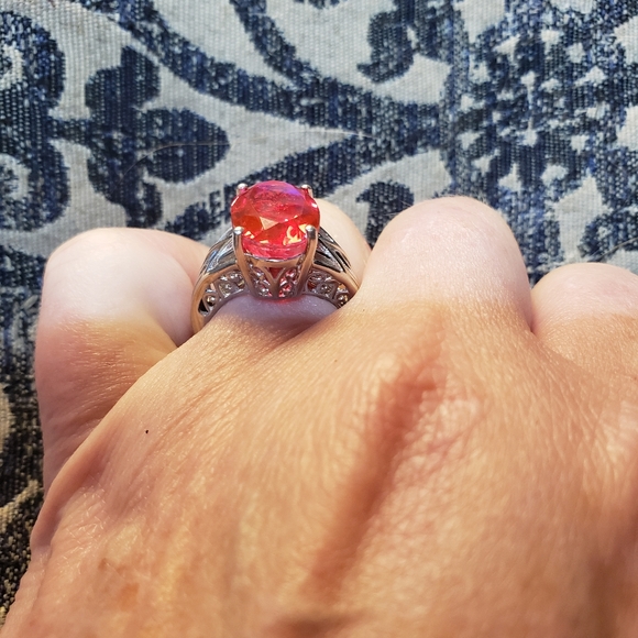 Rare Volcanic Quartz  Ring in Platinum Over Sterling Silver 6.40 ctw - Picture 9 of 10